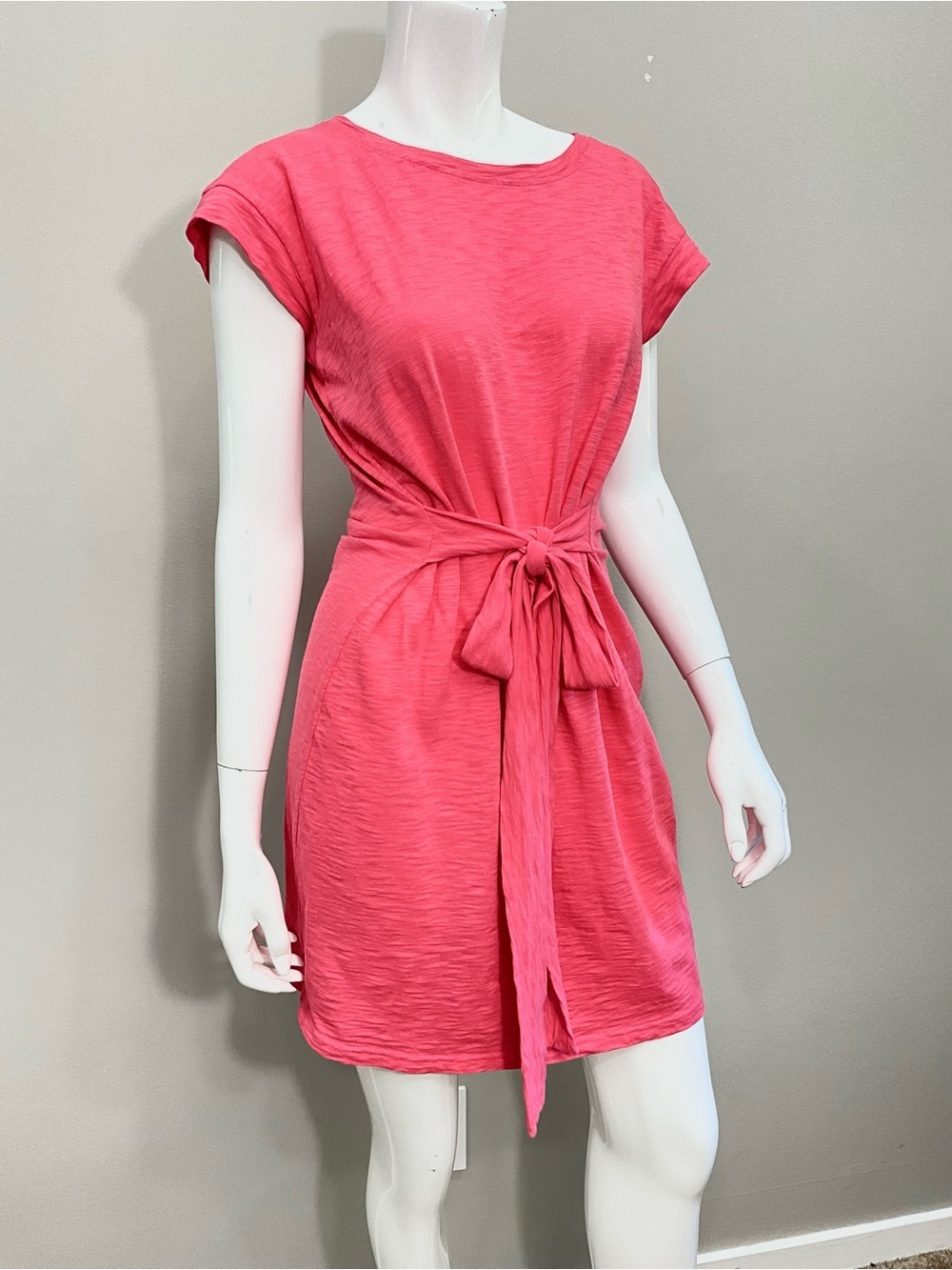 J. CREW Coral Pink Tie Waist Mini Dress Size S Casual Chic Summer